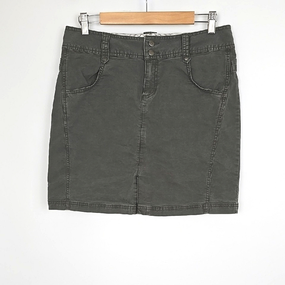 Columbia Women's Stretch Cotton Canvas Chino Outdoor Hiking Skirt Stone Green 10